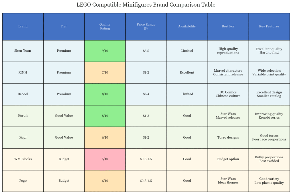 The Complete Guide to LEGO Knockoff Minifigures: Best Brands, Where to Buy, and Expert Tips 10 LEGO Compatible Minifigures Brand Comparison Table