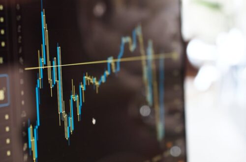 detailed view of financial trading graphs on a monitor illustrating stock market trends